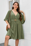 Plus Size Surplice Neck Half Sleeve Dress Casual Dresses - Tophatter Daily Deals