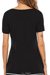 Pocketed Short Sleeve Top and Striped Pants Lounge Set Loungewear Sets - Tophatter Daily Deals