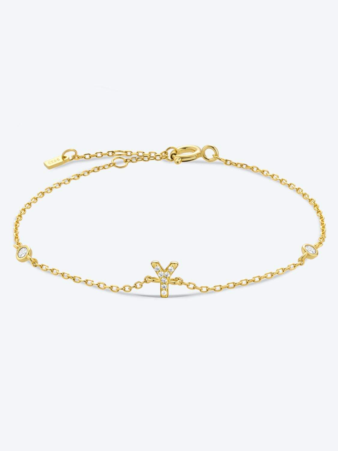 V To Z Zircon 925 Sterling Silver Bracelet Y Gold One Size Bracelets - Tophatter Daily Deals