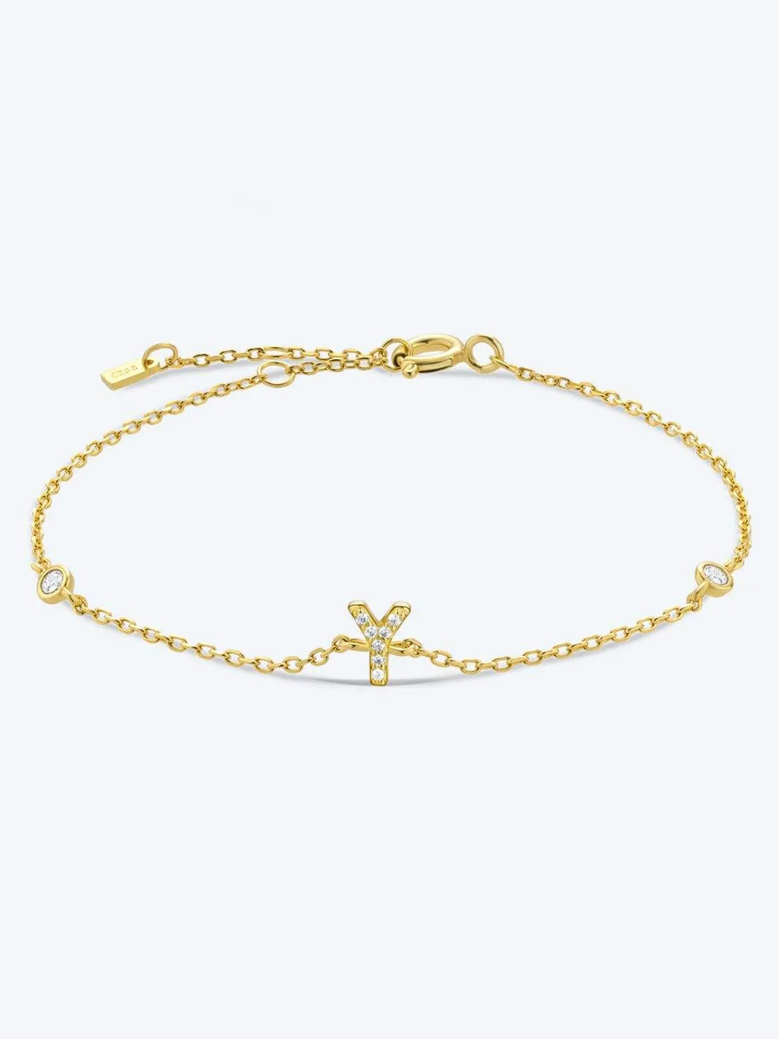 V To Z Zircon 925 Sterling Silver Bracelet Y Gold One Size Bracelets - Tophatter Daily Deals