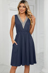 Pocketed V-Neck Wide Strap Dress Casual Dresses - Tophatter Daily Deals