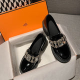Big Water Diamond Round Head Thick High Heel Single Shoe Girl Black 0 - Tophatter Daily Deals