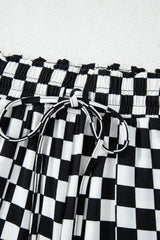 Black Checkered Print Long Sleeve Top and Pants Lounge Set Loungewear & Sleepwear/Loungewear - Tophatter Daily Deals