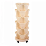 Balcony 6-layer Three-dimensional Basin Combination Plastic Flowerpot Beige Large 0 - Tophatter Daily Deals
