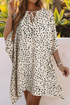 Animal Print Tie Neck Mini Dress Beige Casual Dresses - Tophatter Daily Deals