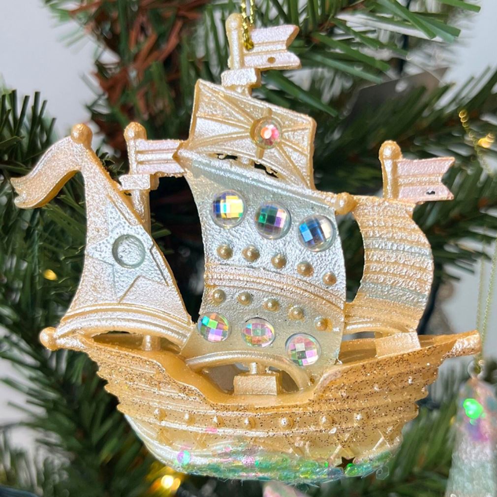 Pirate Ship Christmas Bauble | Nautical Ship Christmas Tree Ornament - 8cm Baubles - Tophatter Daily Deals