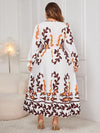 Honey Plus Size Printed Surplice Flounce Sleeve Dress Casual Dresses - Tophatter Daily Deals