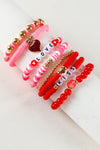 Pink Valentines LOVE KISS Heart Shape Beaded Bracelet Set Bracelets - Tophatter Daily Deals