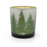 Christmas Forest Tealight Holder | Frosted Glass Xmas Candle Holder - 8cm Candle Holder - Tophatter Daily Deals