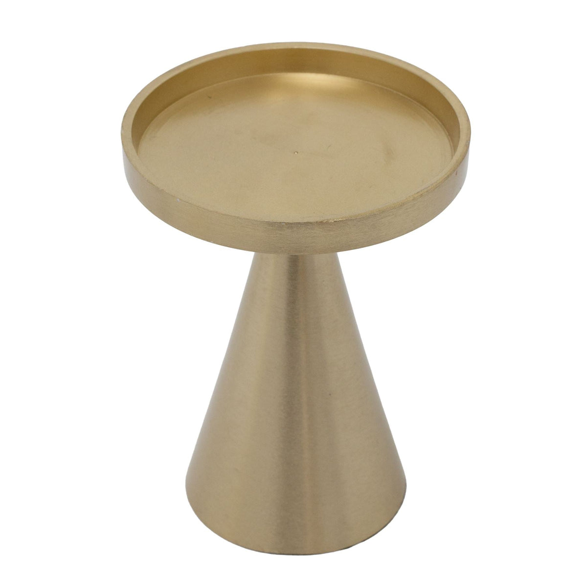 Gold Metal Candle Holder for Pillar Candles | Modern Brass Effect Candlestick Candle Holder - Tophatter Daily Deals
