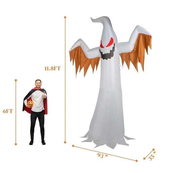 Inflatable 12ft Ghost LED Flames Flashing Eyes Halloween 3D Changing Face Moving Picture Frame - Tophatter Daily Deals