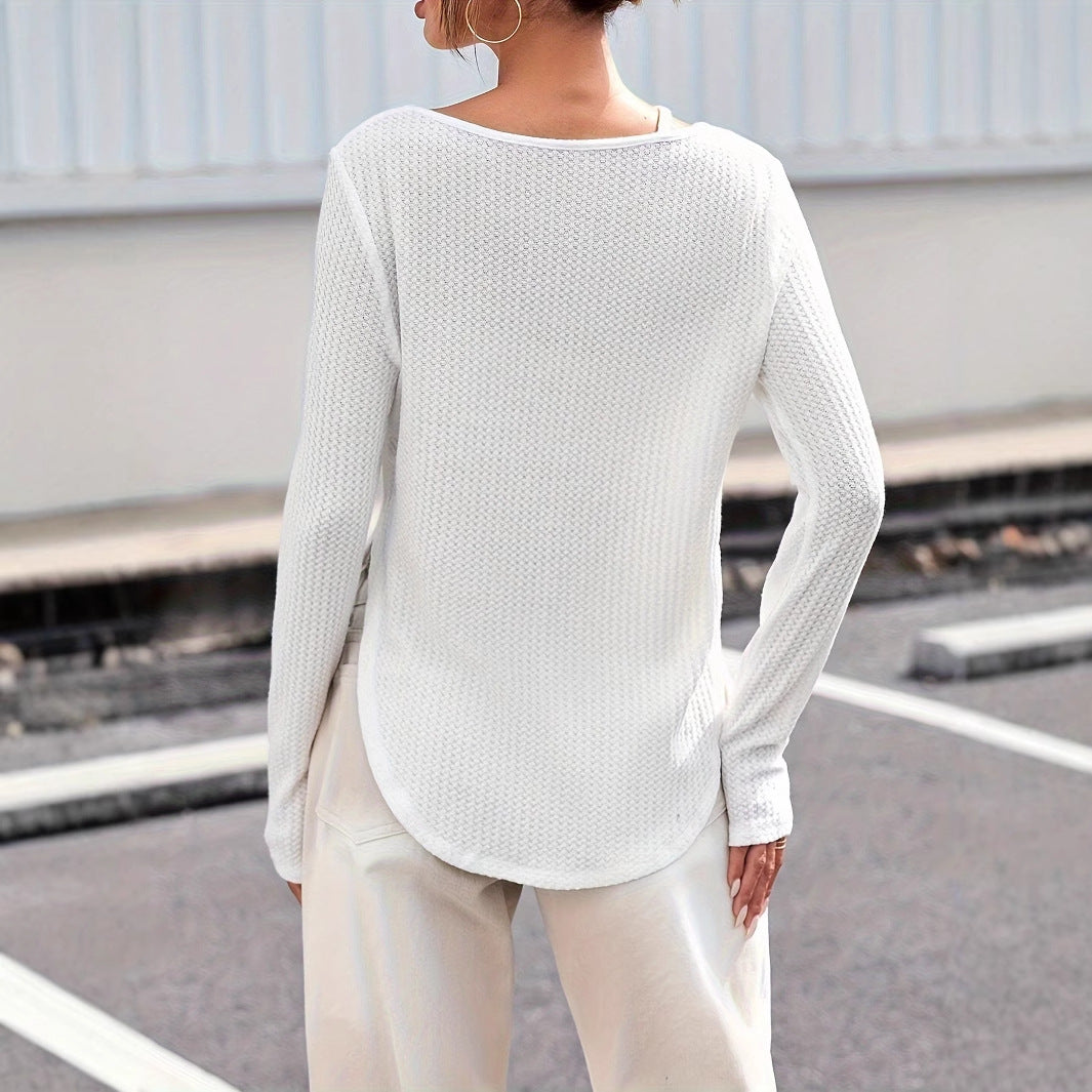 Lightweight Womens Textured Knit Tee - Curved Hem, Poly 3D Changing Face Moving Picture Frame - Tophatter Daily Deals