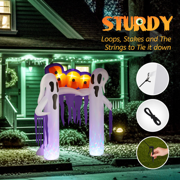 9.8ft White Ghost Arch Inflatable Halloween Yard Decor 3D Changing Face Moving Picture Frame - Tophatter Daily Deals