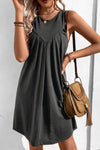 Round Neck Sleeveless Mini Dress Dark Gray Casual Dresses - Tophatter Daily Deals