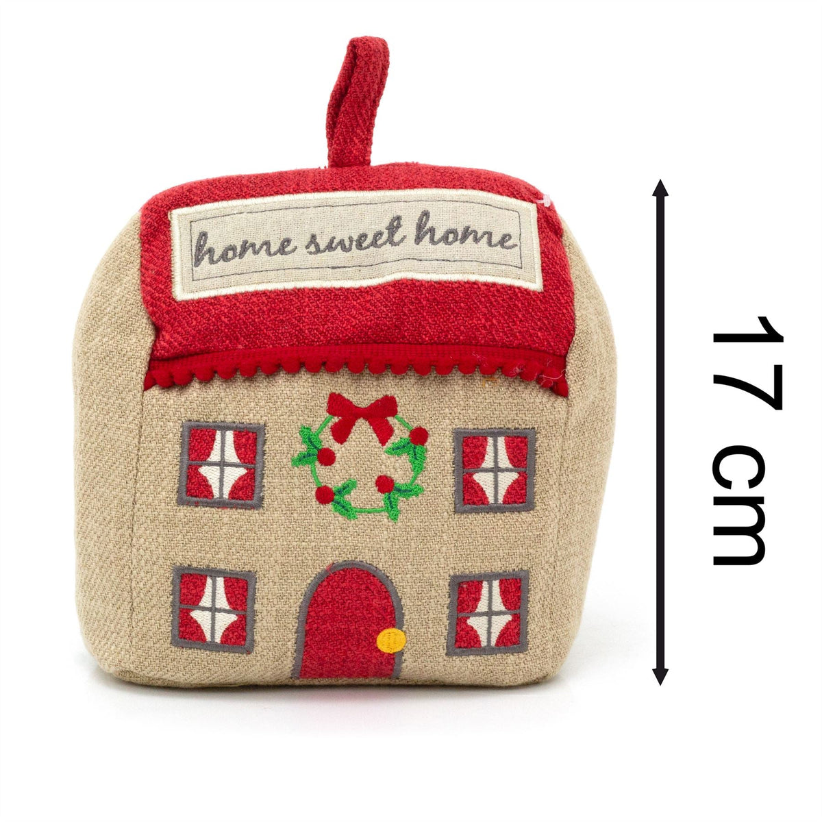 Home Sweet Home Christmas Cottage Doorstop | Festive Fabric House Door Stop 17cm Doorstop - Tophatter Daily Deals