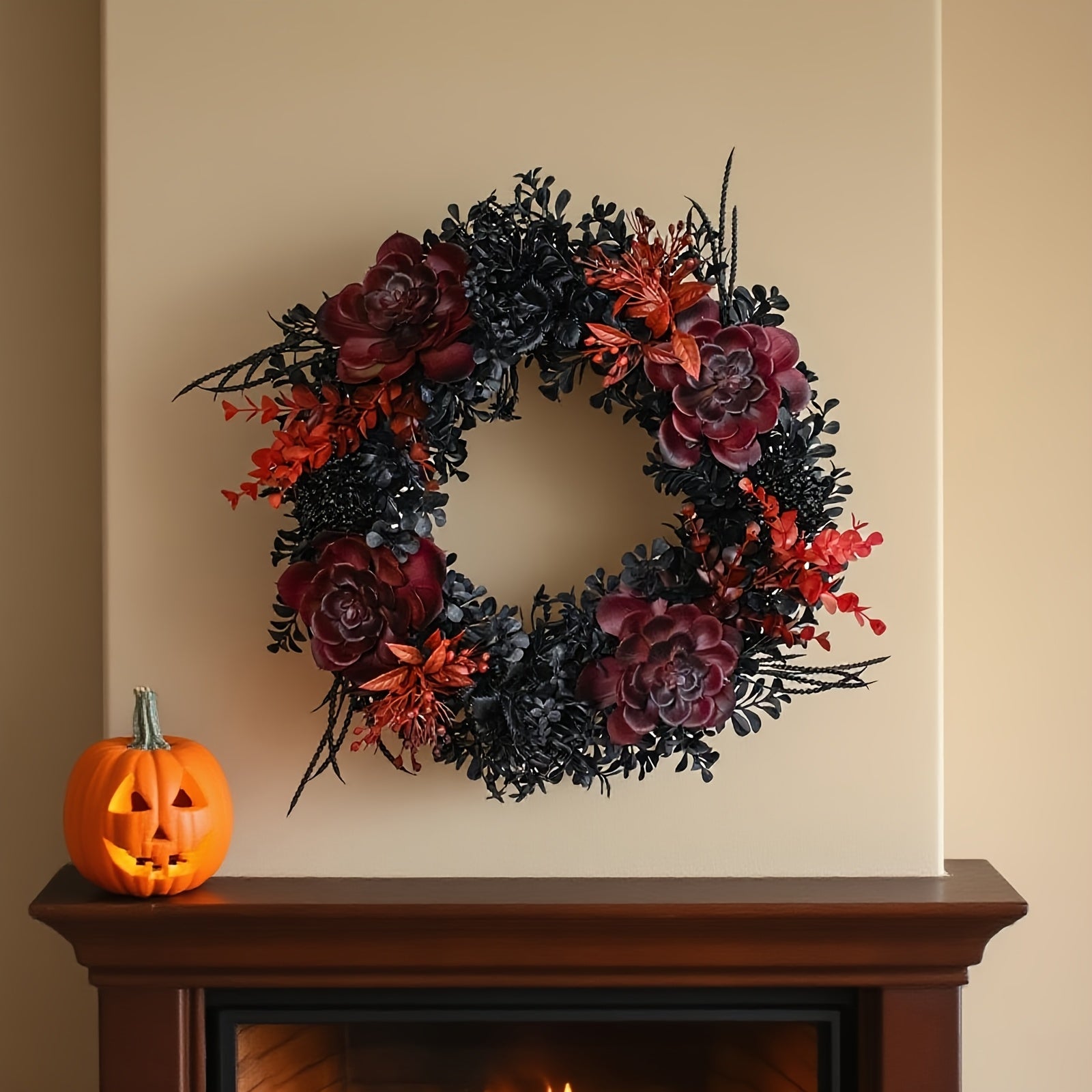 Halloween Black Red Wreath Halloween - Tophatter Daily Deals