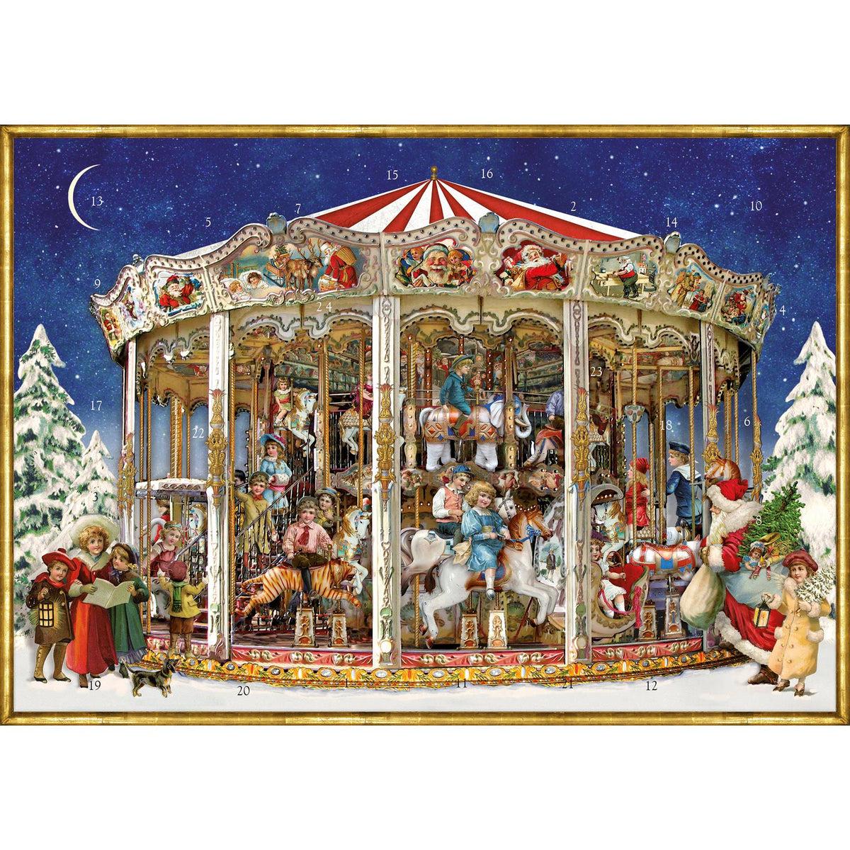 Deluxe Traditional Card Advent Calendar A4 - Victorian Christmas Carousel Advent Calendar - Tophatter Daily Deals