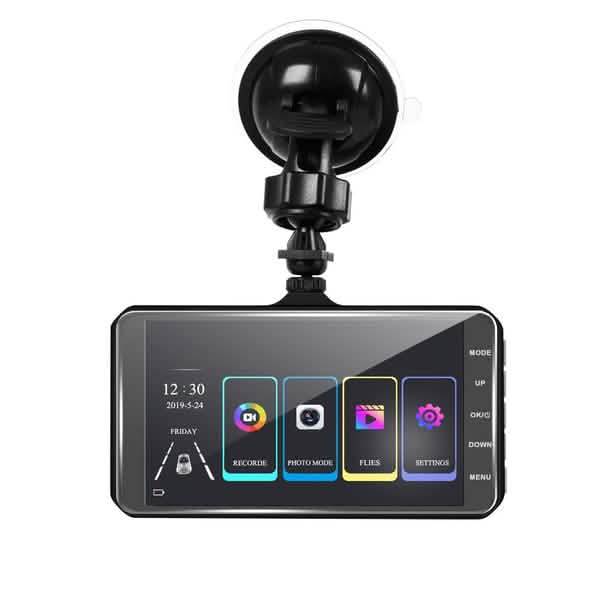 A6T 4-Inch 170° Wide Angle Full HD 1080P Car DVR Dual Lens Dash Cam Rear View Camera Video Recorder with Touch Screen Automotive - Tophatter Daily Deals