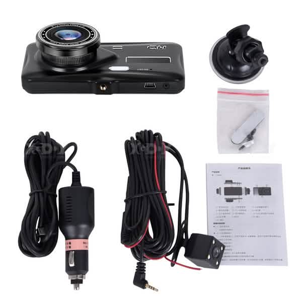 A6T 4-Inch 170° Wide Angle Full HD 1080P Car DVR Dual Lens Dash Cam Rear View Camera Video Recorder with Touch Screen Automotive - Tophatter Daily Deals