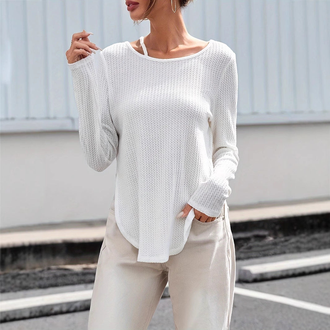 Lightweight Womens Textured Knit Tee - Curved Hem, Poly 3D Changing Face Moving Picture Frame - Tophatter Daily Deals