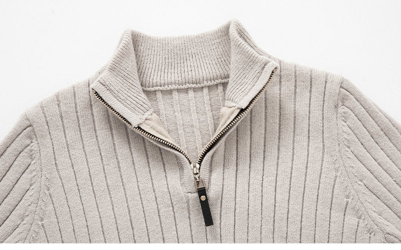 Fitted Men's Half Turtleneck Zip Sweater - Ribbed Knit 3D Changing Face Moving Picture Frame - Tophatter Daily Deals