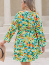 Plus Size Printed Surplice Long Sleeve Mini Dress Casual Dresses - Tophatter Daily Deals