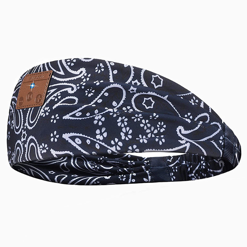 Bluetooth Wireless Call Elastic Shading Non-slip Sports Music Headscarf Bohemian Blue 0 - Tophatter Daily Deals