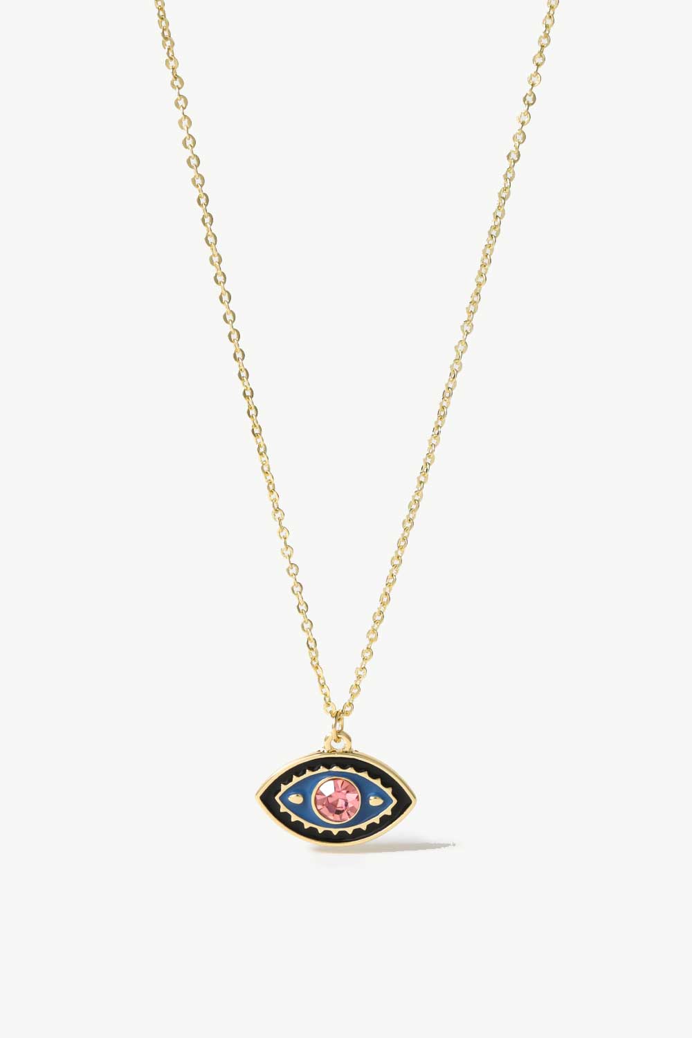 Evil Eye Pendant Gold Plated Chain Necklace Black Blue One Size Necklaces - Tophatter Daily Deals