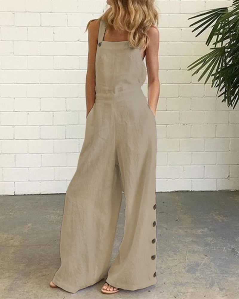 Wide Leg Bib Pants Rompers Coffee Jumpsuits & Rompers - Tophatter Daily Deals