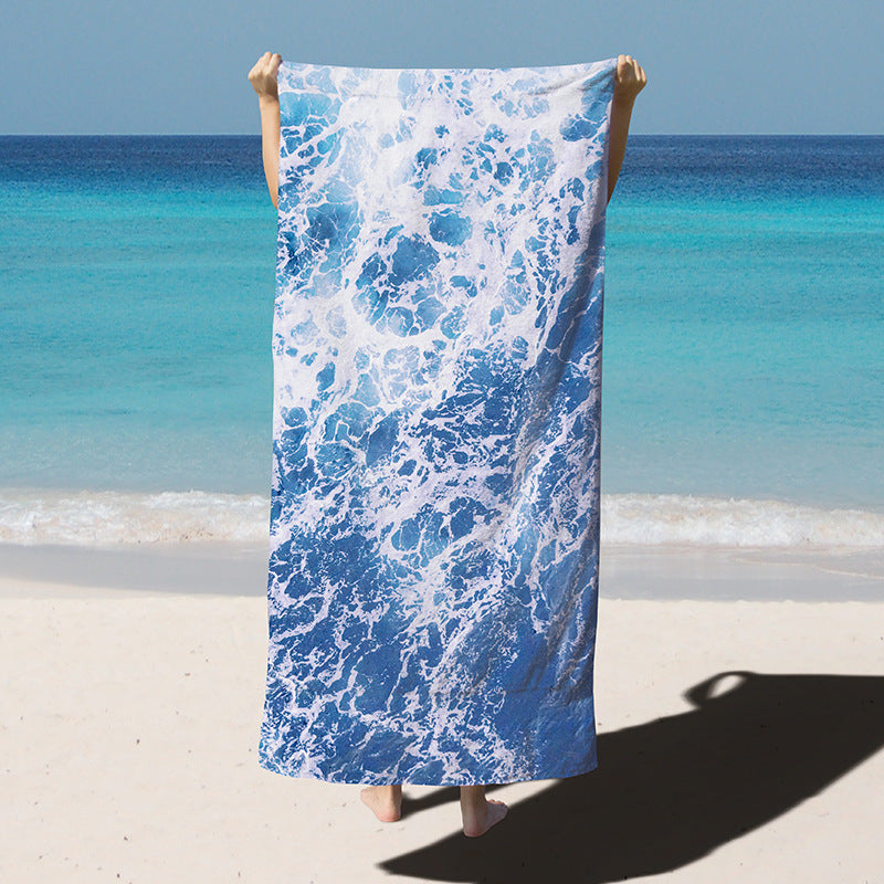 Absorbent Quick-drying Microfiber Bath Towel For Swimming Waves flowers 180x90CM 0 - Tophatter Daily Deals