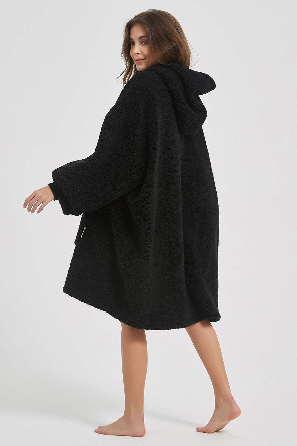 Lantern Sleeve Oversized Hooded Fuzzy Lounge Dress Sleep Dresses - Tophatter Daily Deals