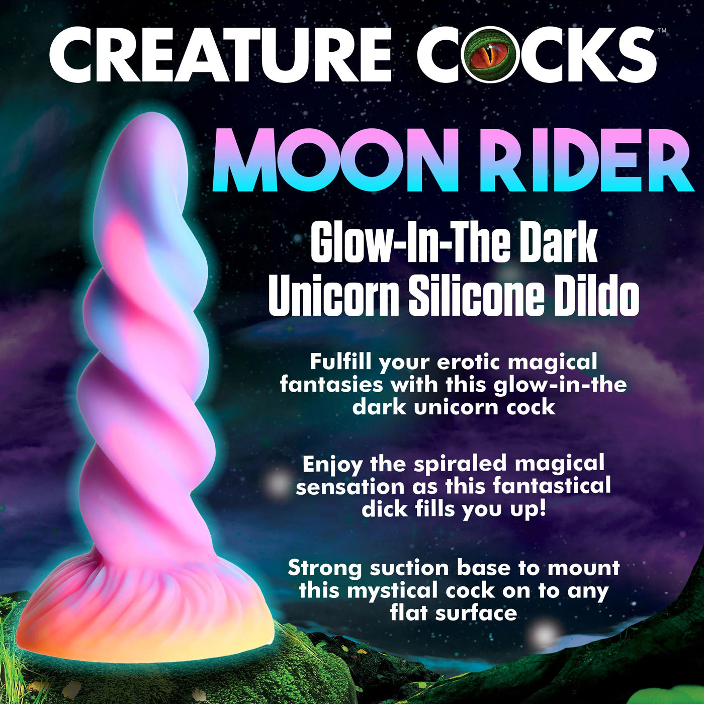 Moon Rider Glow in the Dark Unicorn (Colorful Sunburst) – Vibrant Glow Dildo 7 Inches > Dildos > Fantasy - Tophatter Daily Deals