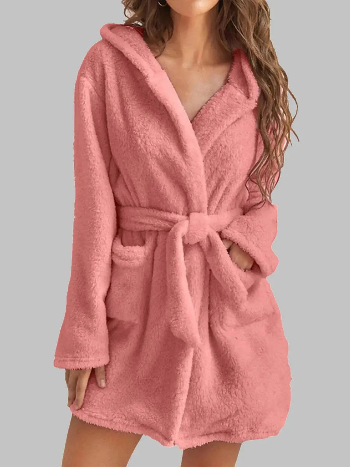 Tie Waist Hooded Robe Sleep Dresses - Tophatter Daily Deals