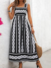 Printed Square Neck Wide Strap Cami Dress Black Casual Dresses - Tophatter Daily Deals