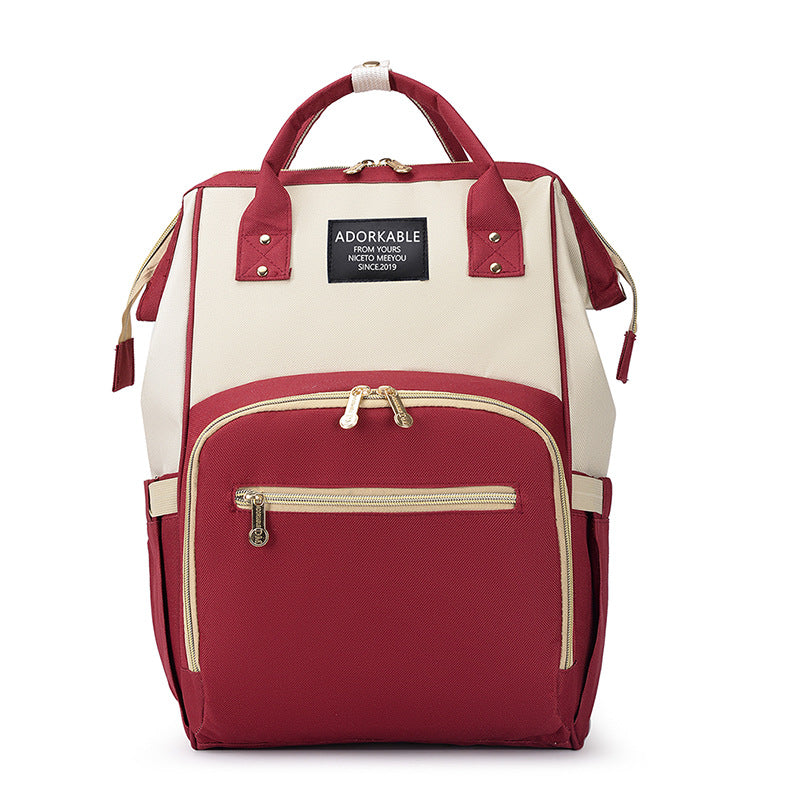 Backpack Lightweight Baby Diaper Bag Upgrade Large Capacity Wet And Dry Baby Products Pack Wine Red With Beige 0 - Tophatter Daily Deals