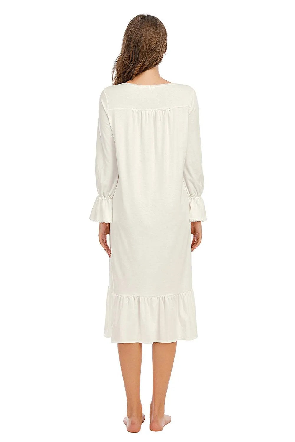 Flounce Sleeve Ruffle Hem Night Dress Sleep Dresses - Tophatter Daily Deals