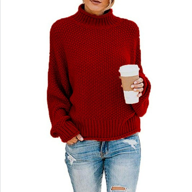 Oversized Women Turtleneck Sweater - Chunky Knit, Winter Red 3D Changing Face Moving Picture Frame - Tophatter Daily Deals