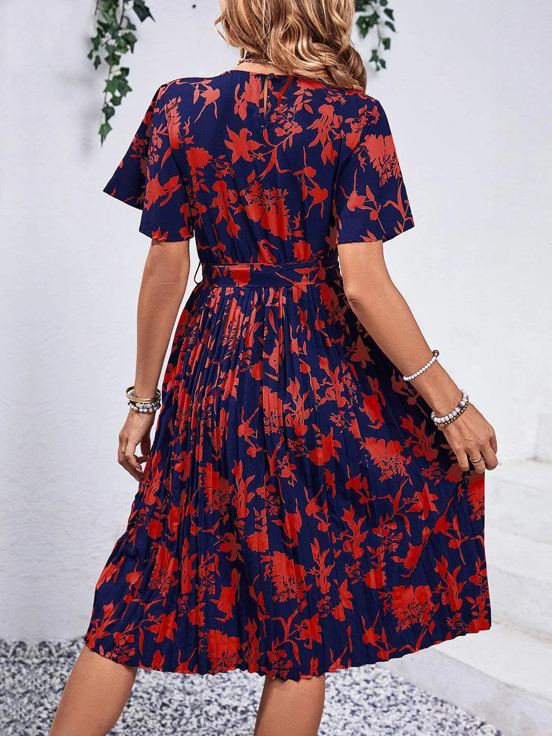 Printed Round Neck Short Sleeve Dress Casual Dresses - Tophatter Daily Deals