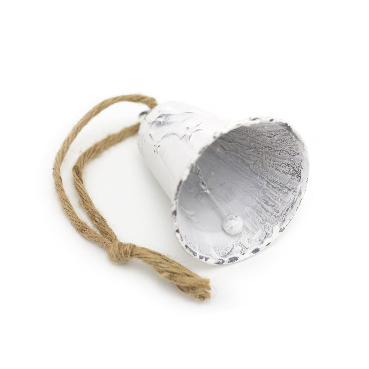 White Metal Christmas Bell Rustic Tree Decorations | Embossed Xmas Hanging Bell | Festive Jingle Bell Hanging Decorations Tree Decoration - Tophatter Daily Deals