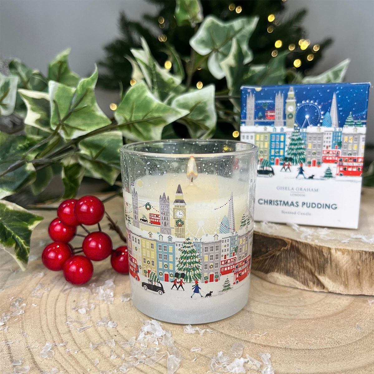 London Christmas Candle | Christmas Pudding Scented Candle & Holder - 7cm Scented Candle - Tophatter Daily Deals