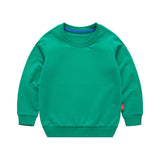 Boys Korean Round Neck Solid Color Loose Long Sleeve Pullover Green 7 - Tophatter Daily Deals