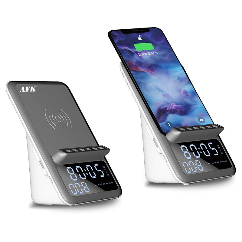 Bluetooth Speaker Clock With Wireless Charger Phone Holder 0 - Tophatter Daily Deals