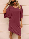 Round Neck Three-Quarter Sleeve Tee Dress Casual Dresses - Tophatter Daily Deals