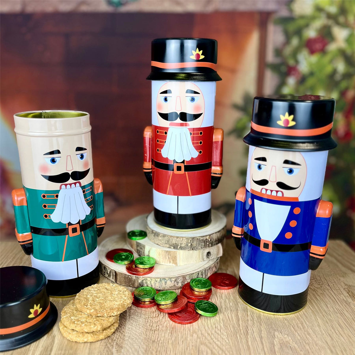 Christmas Nutcracker Storage Tin | 3D Nutcracker Soldier-Shaped Biscuit Tin Tin - Tophatter Daily Deals