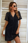 Lace Detail V-Neck Short Sleeve Dress Casual Dresses - Tophatter Daily Deals