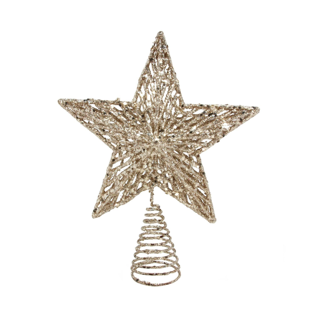 Champagne Gold Star Christmas Tree Topper | Gold Glitter Star Tree Topper - 23cm Tree Decoration - Tophatter Daily Deals