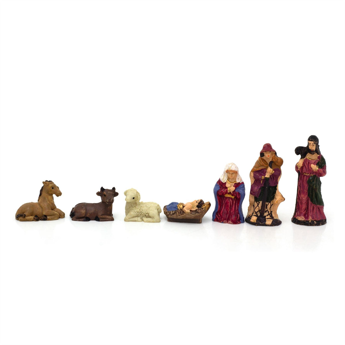 7-Piece Mini Christmas Nativity Set | Traditional Holy Family Figurines Nativity Set - Tophatter Daily Deals
