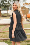 Frill Notched Sleeveless Mini Dress Casual Dresses - Tophatter Daily Deals