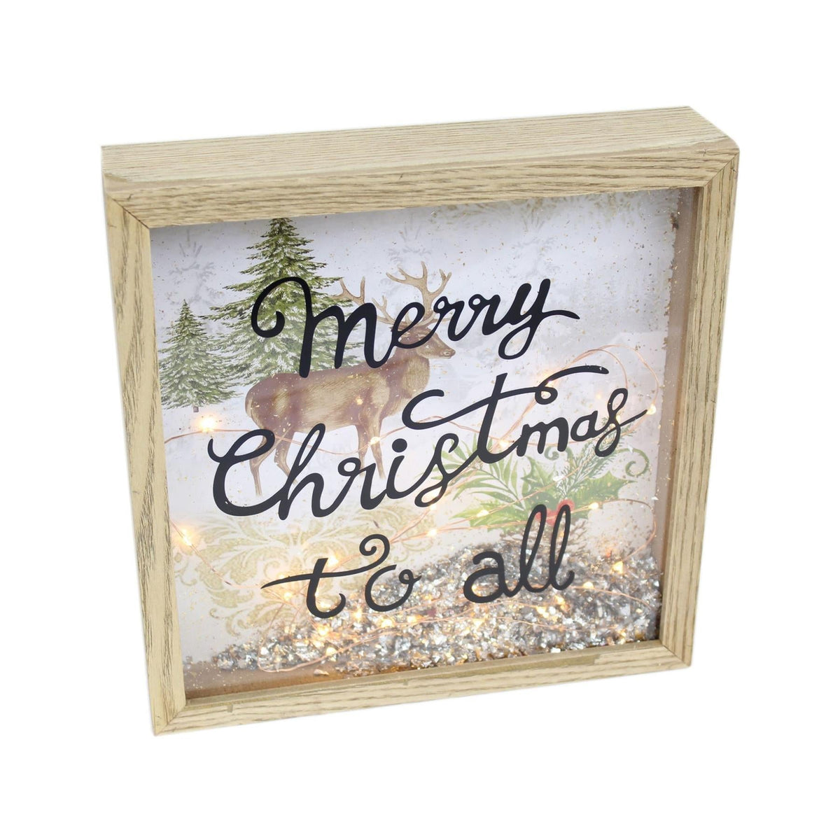 Glitter Foil Light Up LED Christmas Frame Plaque Reindeer Sign Decoration Sign / Plaque - Tophatter Daily Deals