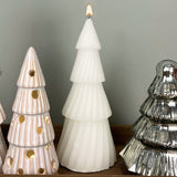 White Christmas Tree Shaped Candle | Unscented Novelty Xmas Tree Candle - 17cm Candle - Tophatter Daily Deals